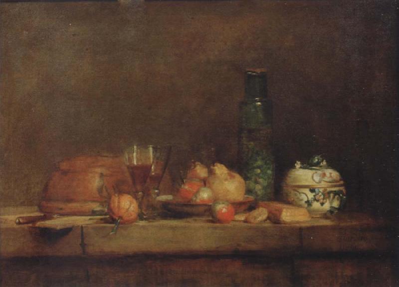 Jean Baptiste Simeon Chardin Style life with olive glass